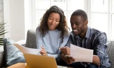 black couple budgeting